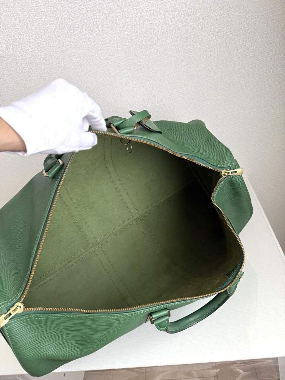 Louis Vuitton Keepall Epi Green Boston Bag Handbag Travel - Picture 10 of 10